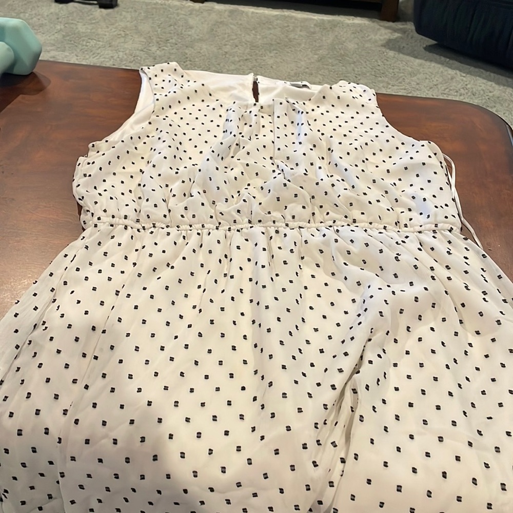 White and black poca dot dress
